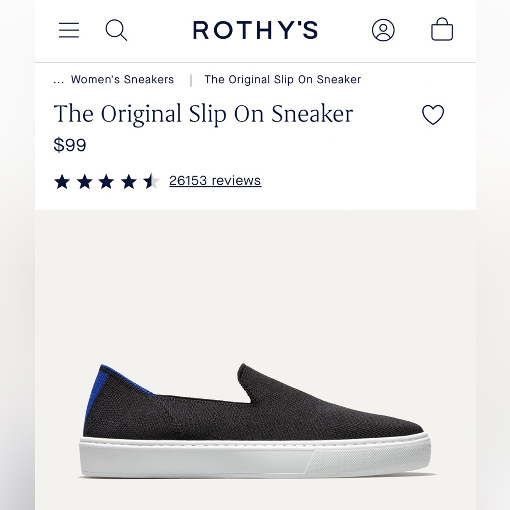 Rothys Womens The Original Slip On Sneakers Knit Washable Navy/White Sz 10 XLNT